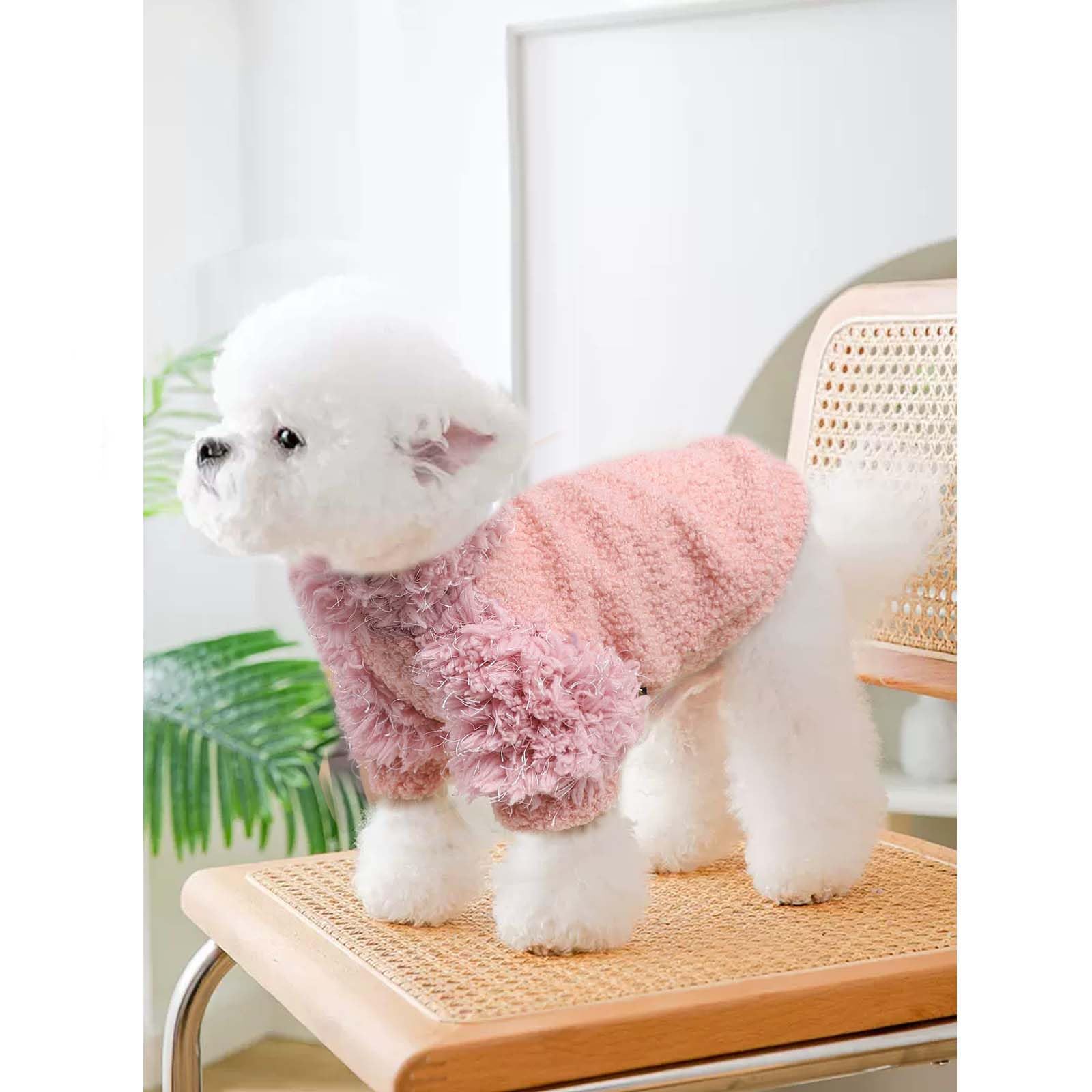 Pink Dog Sweater Pullover For Small Dogs - Soft Lightweight T-Shirt Jacket Pet Clothes For Chihuahua, Cat - Boy Girl Coat